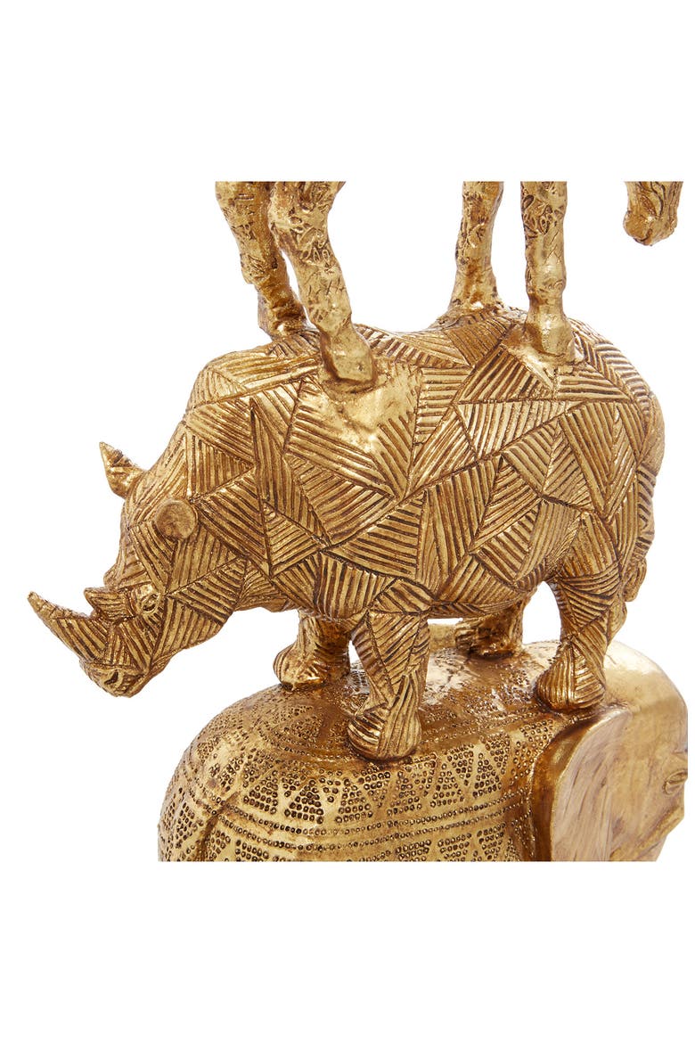 Goldtone Polystone Safari Animal Sculpture, Alternate, color, GOLD