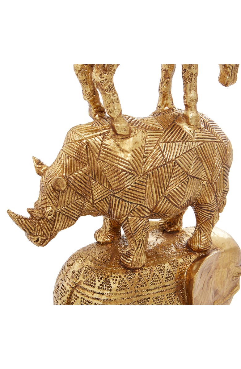 WILLOW ROW Goldtone Polystone Safari Animal Sculpture, Alternate, color, Gold
