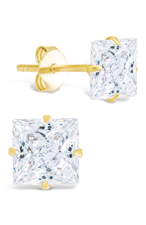 Princess Cut Cubic Zirconia Stud Earrings