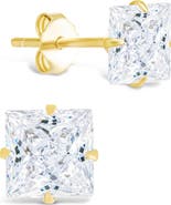 Sterling Forever Princess Cut Cubic Zirconia Stud Earrings