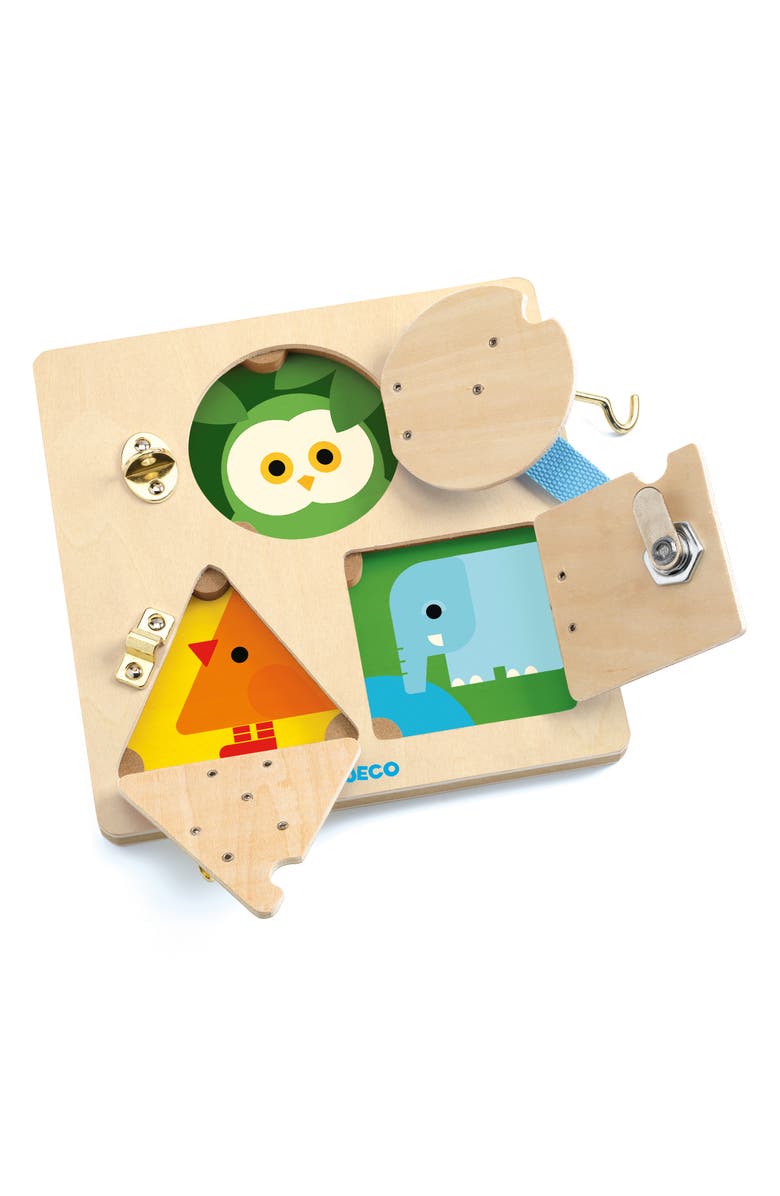 Djeco LockBasic Lock Door Wooden Board, Alternate, color, Multi