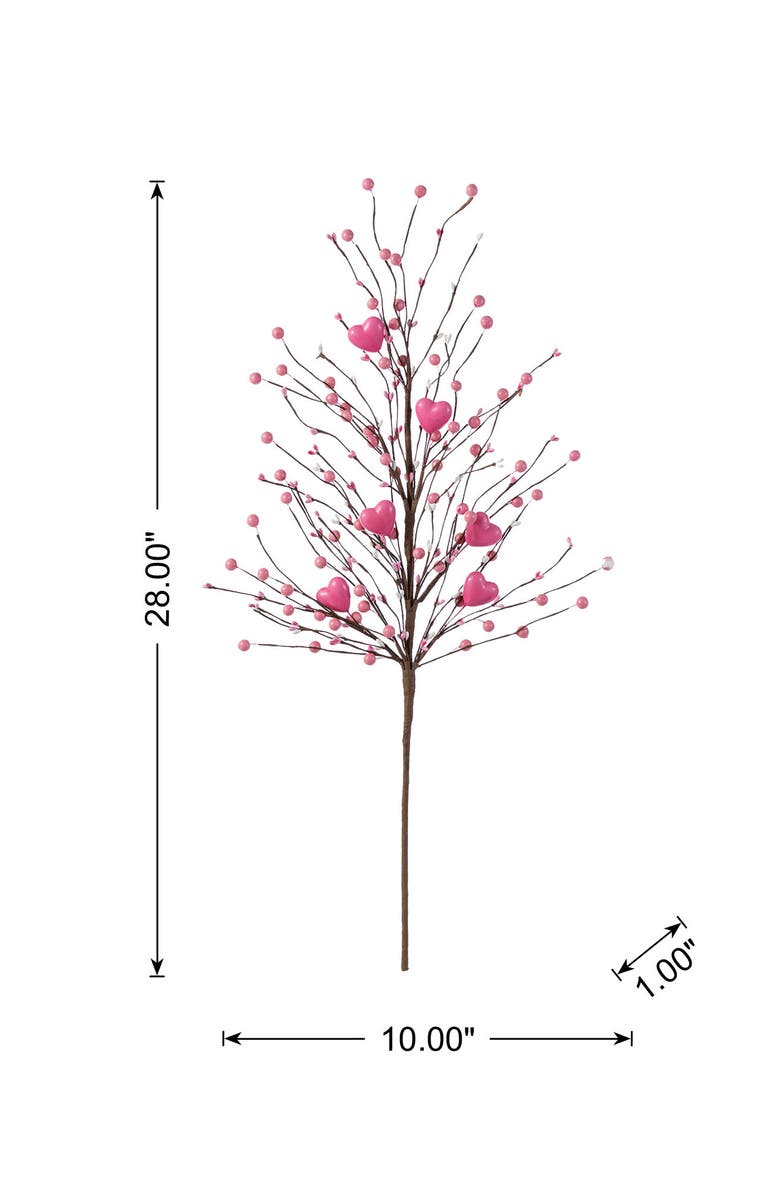 Glitzhome Set of 2 28"H Valentine
s Pink Berry 
Heart Picks, Alternate, color, Red