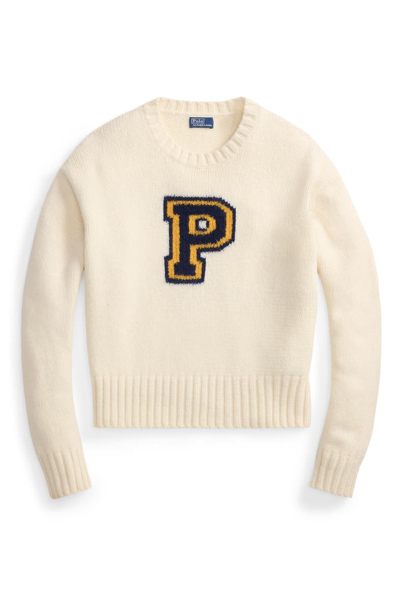 Logo Wool Crewneck Sweater, Alternate, color, CREAM