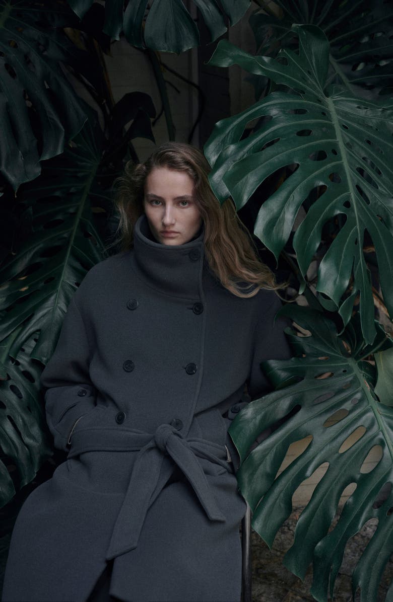 MANGO Belted Virgin Wool Blend Coat, Alternate, color, Grey