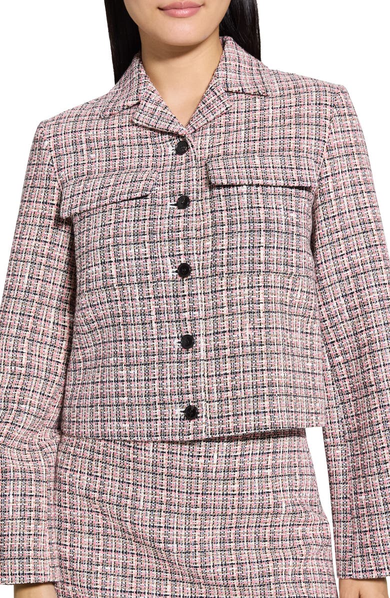 Theory Tweed Crop Jacket, Alternate, color, Pink Multi