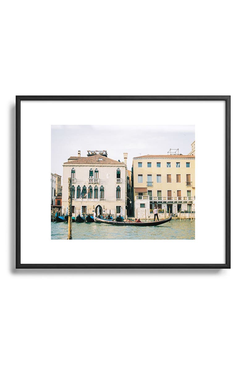 Deny Designs Gondola in the Canals of Venice Framed Art Prin, Main, color, Black Tones