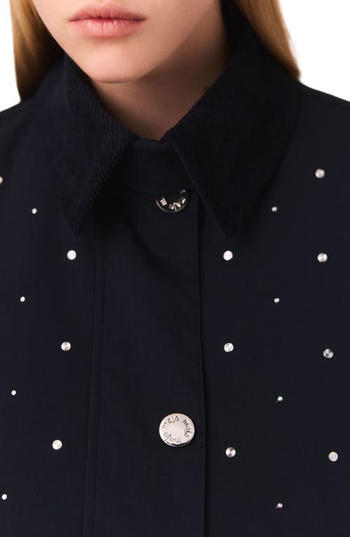 Maje Short Velvet Collar Studded Jacket In Black