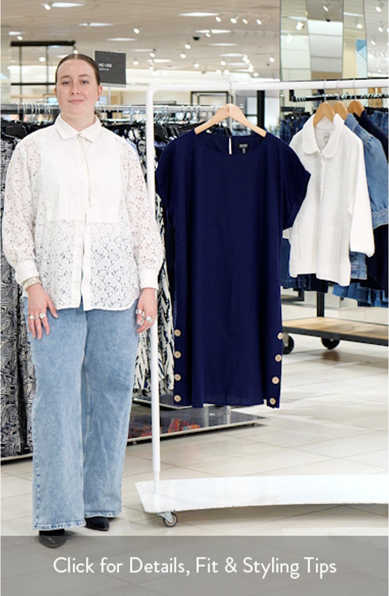 Side Button Linen Blend Shift Dress, sales video thumbnail