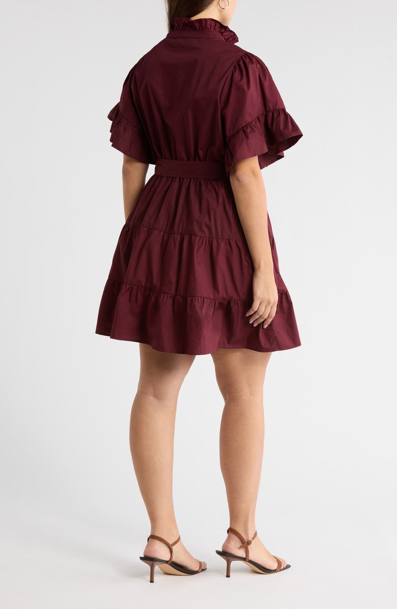 SUGARLIPS Ruffle Tie Waist Dress, Alternate, color, Merlot