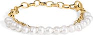 Haus of Brilliance 18K Yellow Gold Vermeil Cultured Pearl Station Link Bracelet