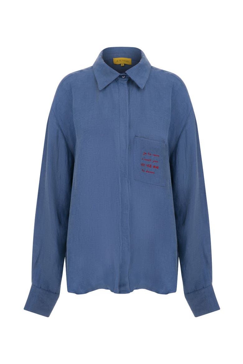 LINEN OCEAN SHIRT, Main, color, Blue