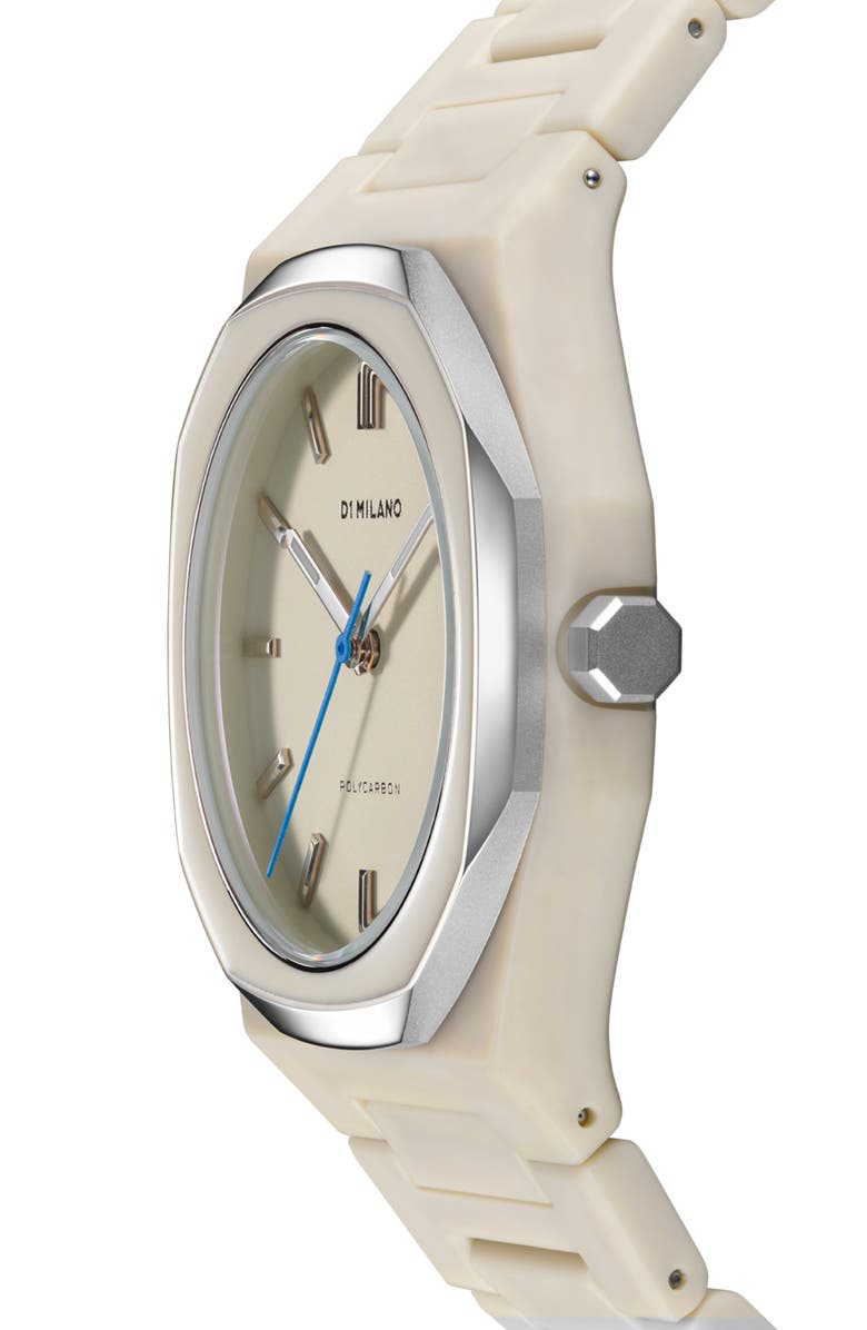 D1 Milano Grey Mesh Polycarbonate Bracelet Watch, 37mm, Alternate, color, Beige/ Light Grey