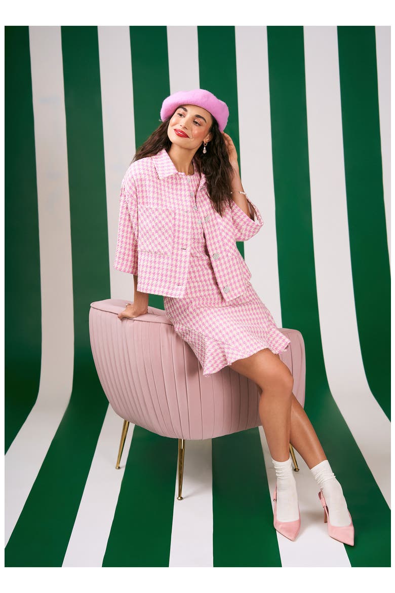 Tweed A-Line Minidress, Alternate, color, PINK/ NEW IVORY