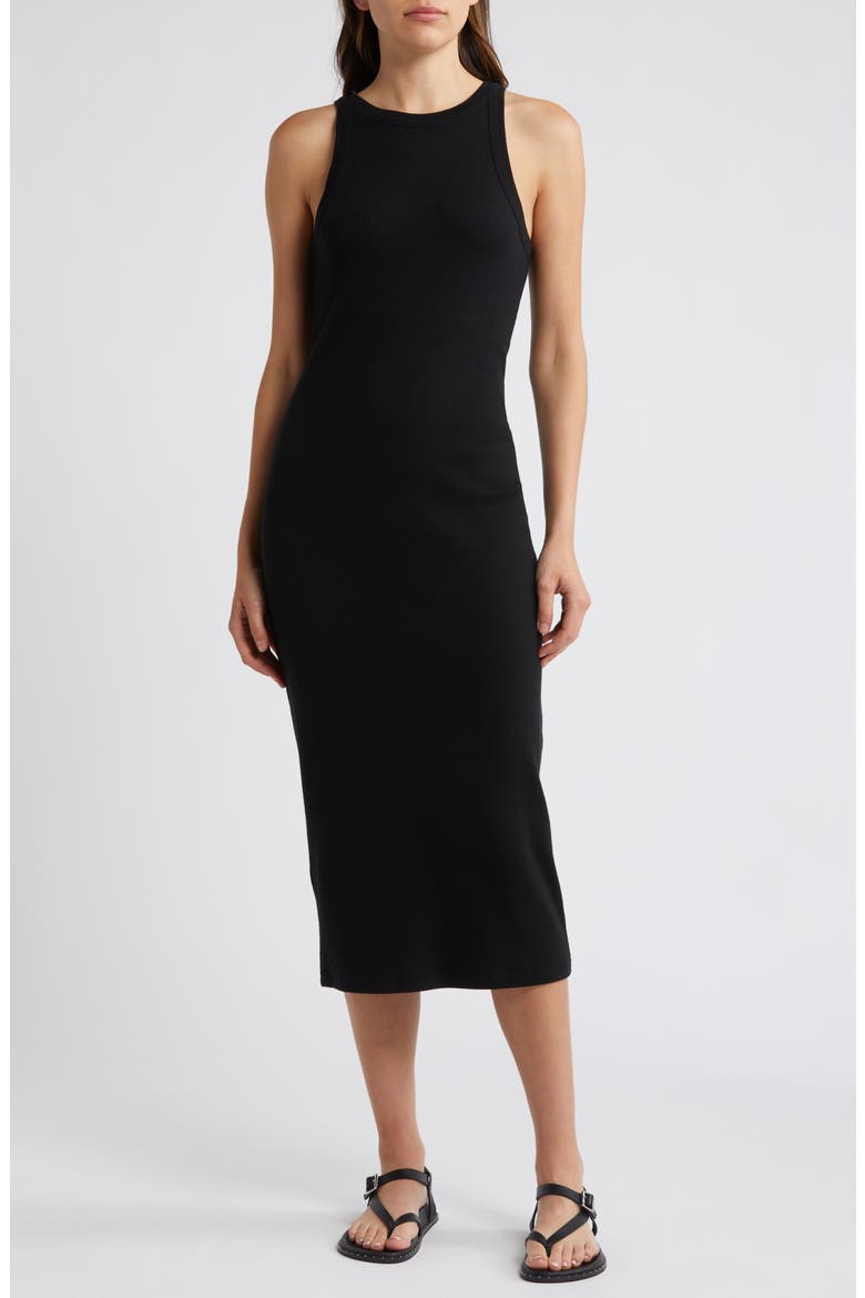 Cut In Rib Tank Dress, Main, color, BLACK