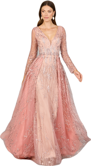 LARA New York Elegant Overskirt Dress with Long Sleeves