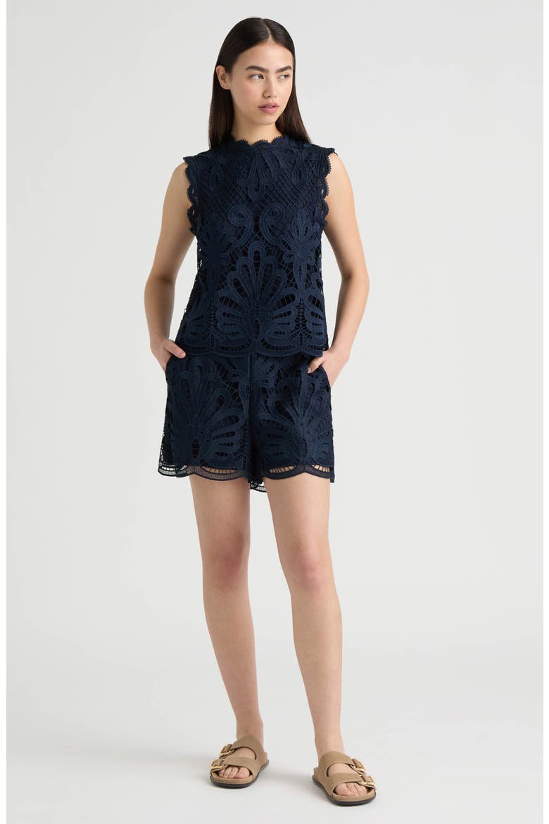 Lace Shorts, Alternate, color, NAVY