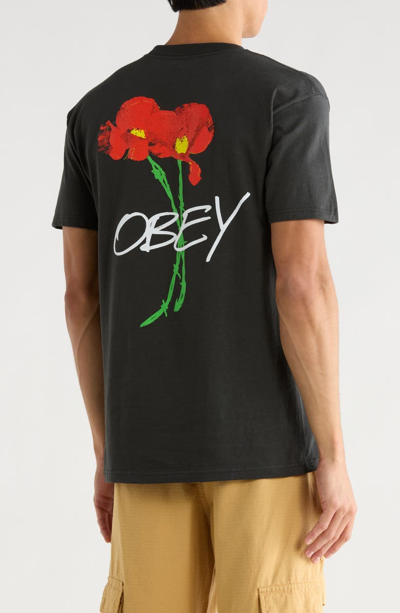 Obey Poppies Graphic T-Shirt, Alternate, color, Vintage Black