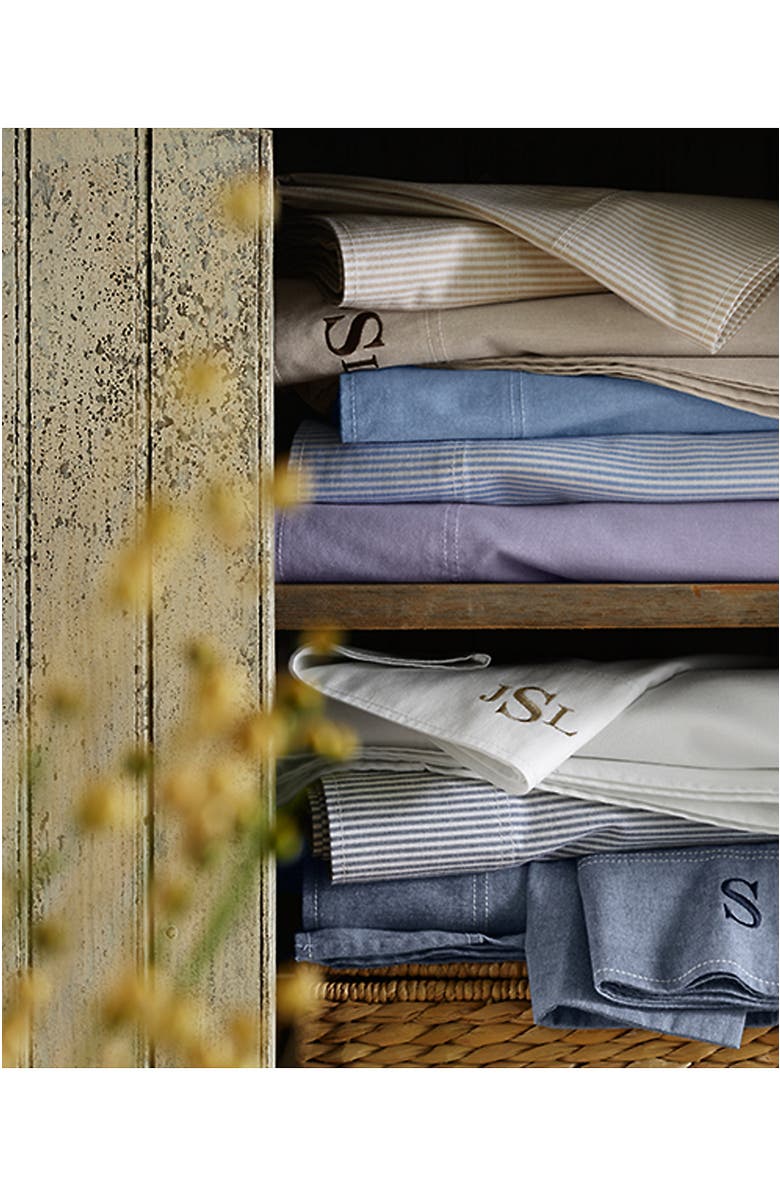 Lands' End Cotton Oxford Stripe Pillowcases, Alternate, color, Silver Lake Blue Stripe