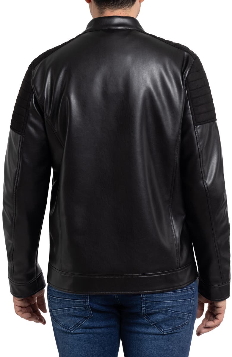 XRAY Faux Leather Jacket with Faux Fur Lining, Alternate, color, Black/ Black