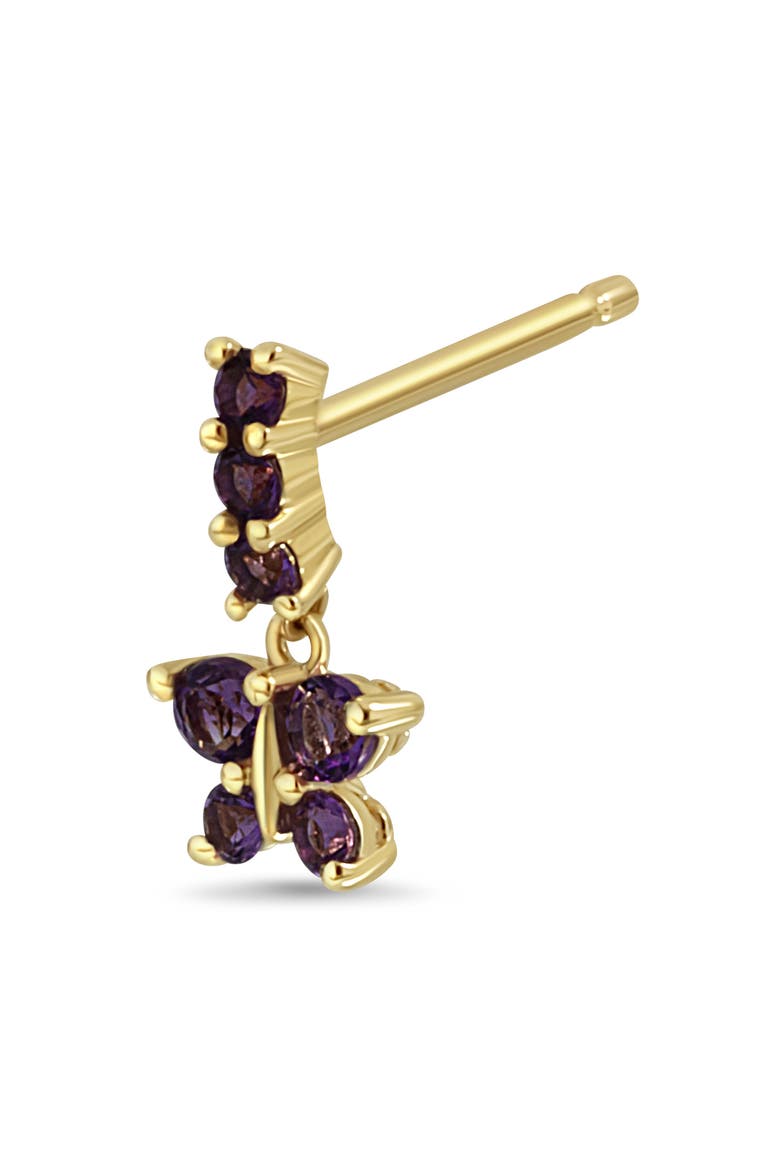BLC 14K Gold Amethyst Butterfly Stud Earrings, Alternate, color, 14KY