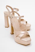 Prologue Shoes Yulia Cross-Strap Platform Heel Sandal