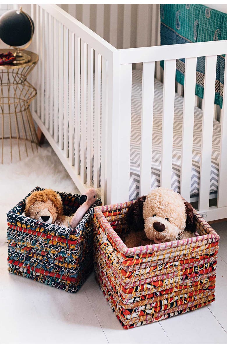 Ten Thousand Villages Sari Storage Basket 12H, Alternate, color, Brown