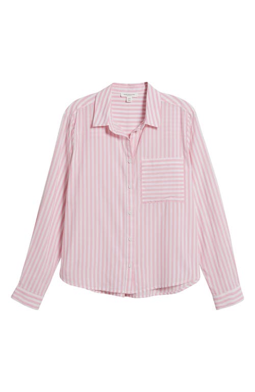 Shop Beachlunchlounge Candy Stripe Cotton Blend Button-up Shirt In Light Blush