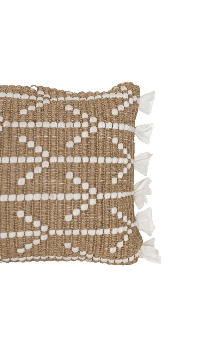 Foreside Home and Garden Geometric Arrow Lumbar Pillow Polyester Jute & Cotton With Polyester Fill, Alternate, color, Beige