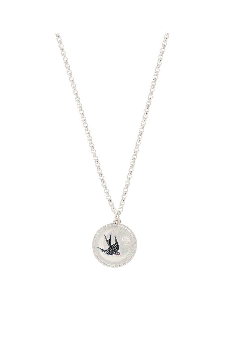 Fable England Swallow Spirit Guide Silver Chain Necklace, Main, color, Silver