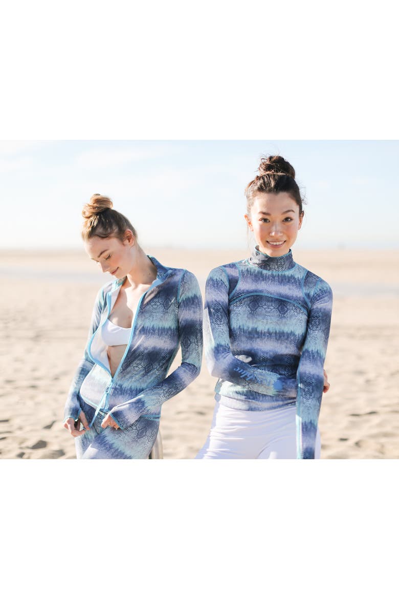 Women's Full Zip-Front Rash Guard Swim Top - UPF 50+, Alternate, color, Vertical Gradient