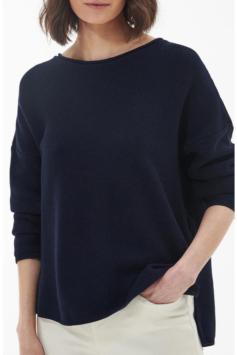 Marine Relaxed Fit Cotton Sweater, Main, color, NAVY