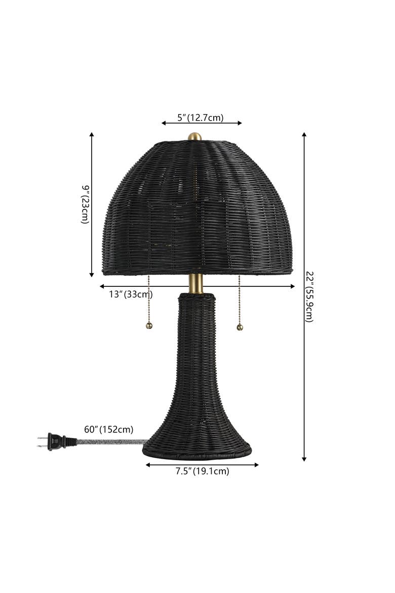 Joanie Bohemian Rustic Iron LED Table Lamp, Alternate, color, Black/Brass Gold