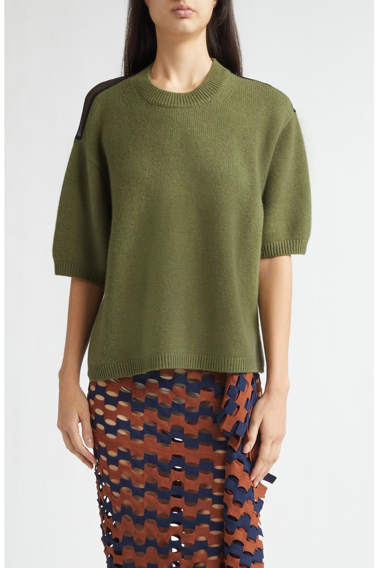 Viola Mixed Media Sweater, Main, color, OLIVE