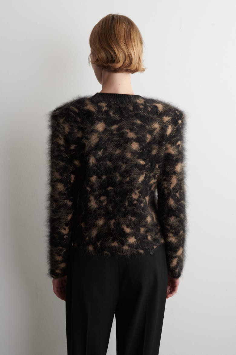 Animal Jacquard Merino Wool Sweater, Alternate, color, BLACK / BROWN