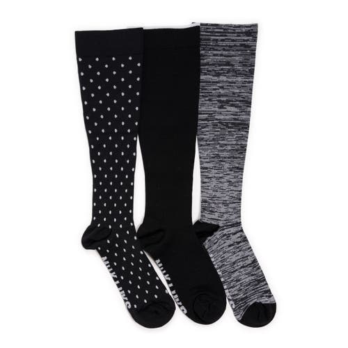 MUK LUKS Nylon Compression Knee-High Socks 3 Pair Pack in Black Multi at Nordstrom