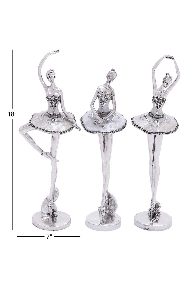 VIVIAN LUNE HOME Silvertone Polystone Glam Dancer Sculpture - Set of 3, Alternate, color, 