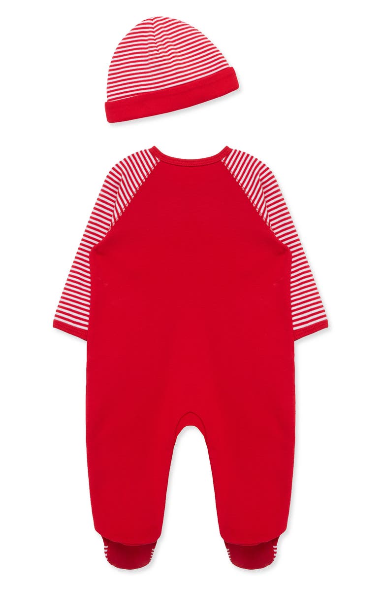 Little Me Train Holiday Footie & Hat Set, Alternate, color, Red