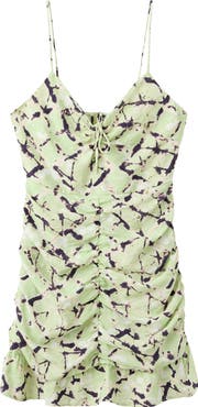 MANGO TEEN Tie Dye Front Keyhole Ruched Minidress
