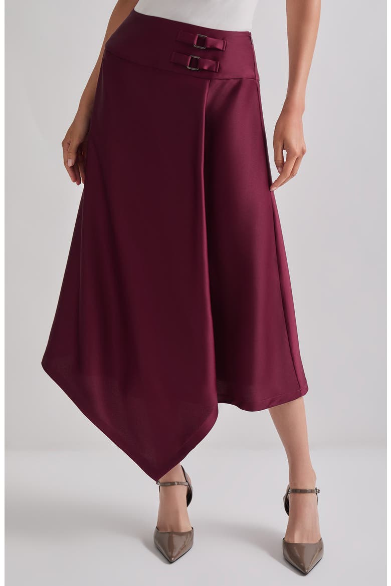 Asymmetric Crêpe de Chine Midi Skirt, Main, color, SANGRIA
