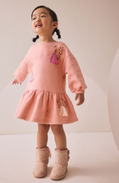 Next Kids' Fairy Appliqué Long Sleeve Sweatshirt Dress In Pink
