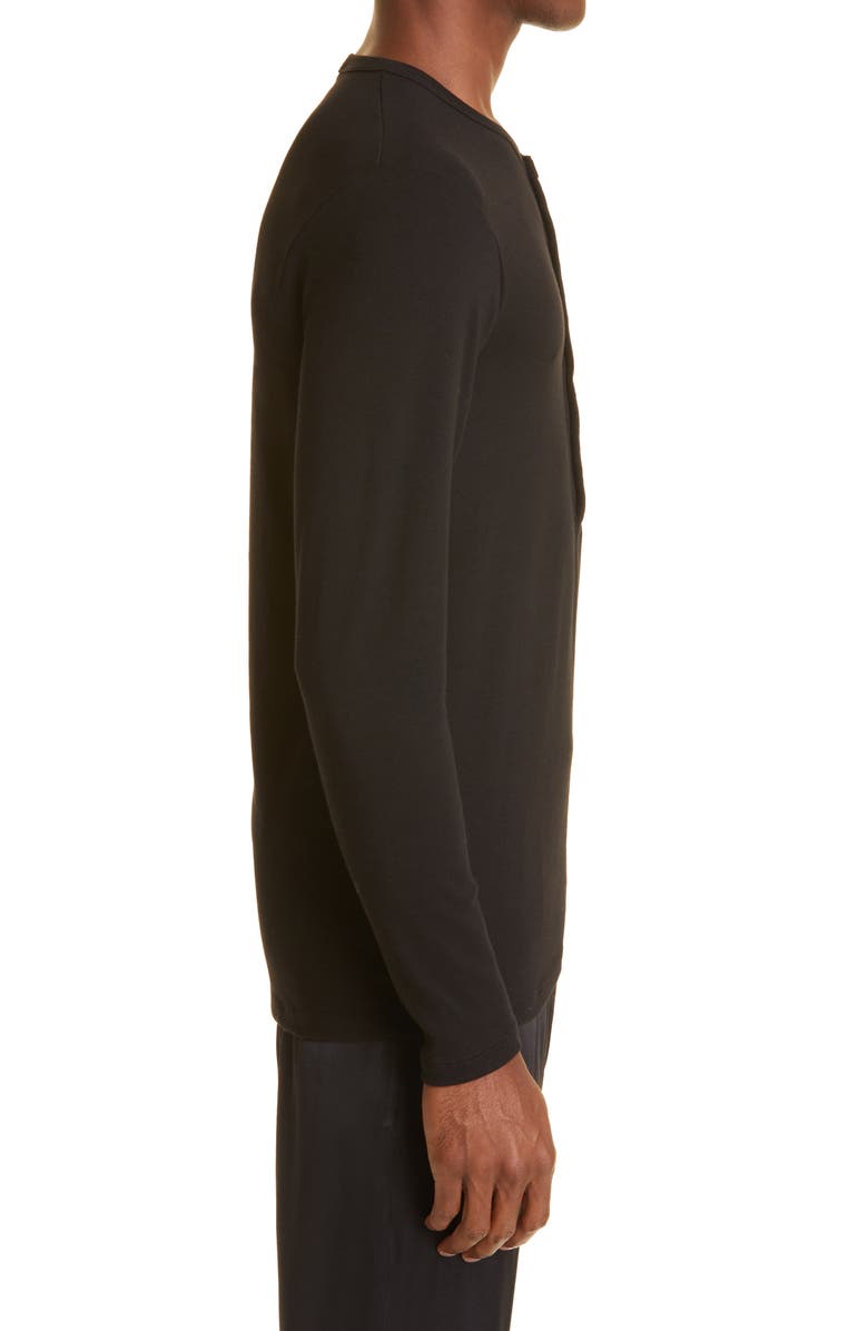 TOM FORD Cotton Knit Henley, Alternate, color, Black