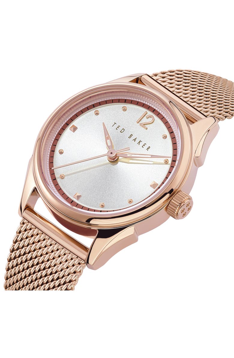 Ted Baker Three-Hand Quartz Mesh Strap Watch, 7.5mm x 14mm, Alternate, color, Rose Gold