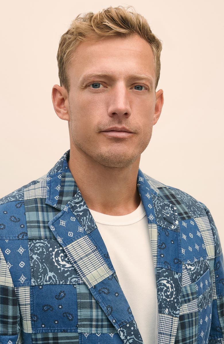 Brooks Brothers Classic Fit Cotton Patchwork Madras Sport Coat, Alternate, color, Navy