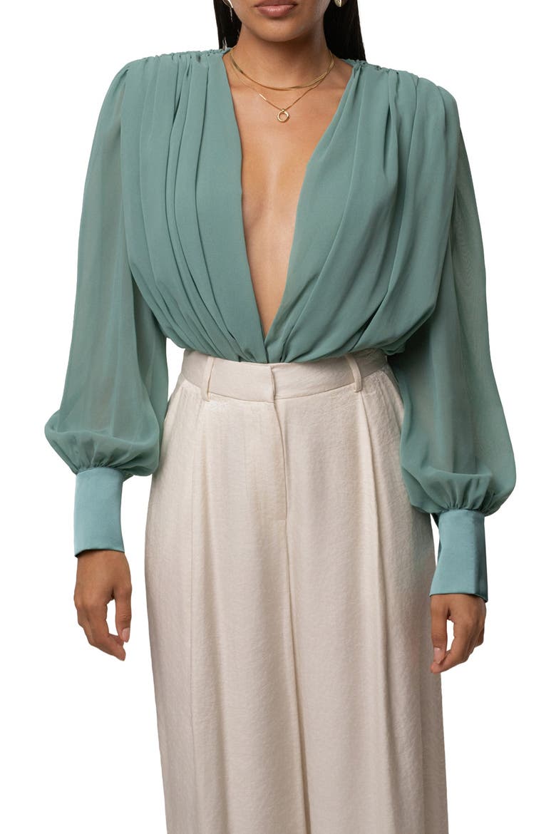 Refined Pleated Chiffon Top, Alternate, color, Teal
