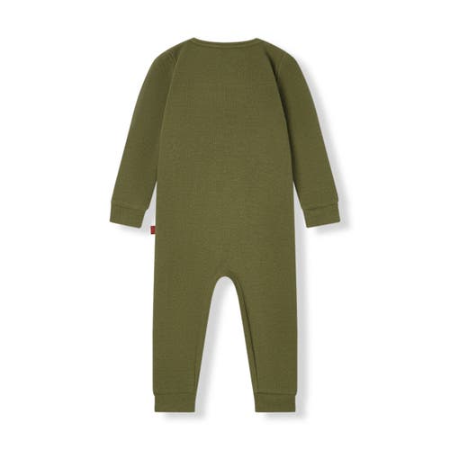 Milkbarn Waffle Zipper Pajama In Green