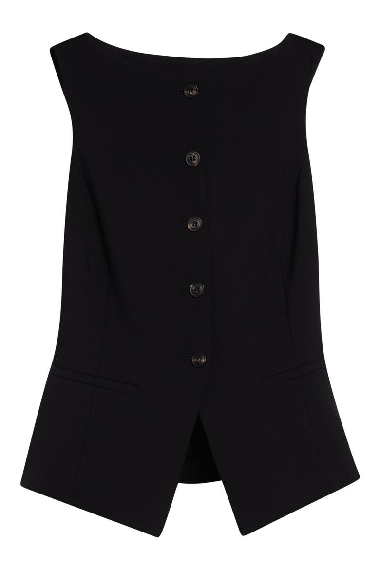 Collarless Buttoned Vest, Alternate, color, 22 BLACK