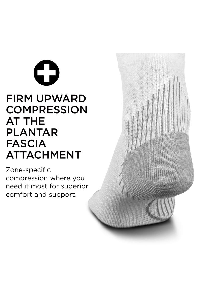 Feetures Plantar Fasciitis Relief Light Cushion Quarter Sock Arch Support, Alternate, color, White