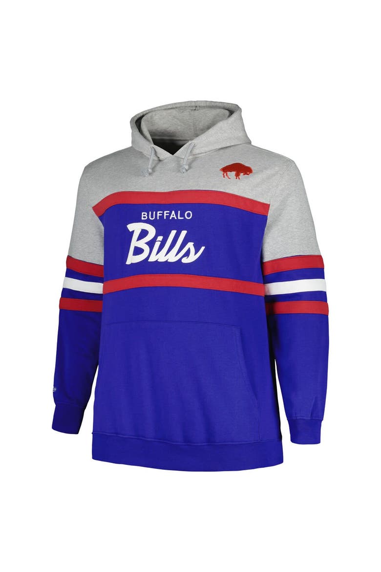 Men's Mitchell & Ness  Heather Gray/Royal Buffalo Bills Big & Tall Head Coach Pullover Hoodie, Alternate, color, Heather Gray
