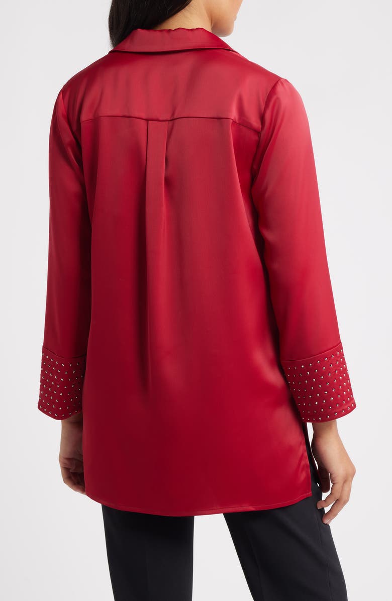 Anne Klein Embellished Cuff Tunic Top, Alternate, color, Titan Red