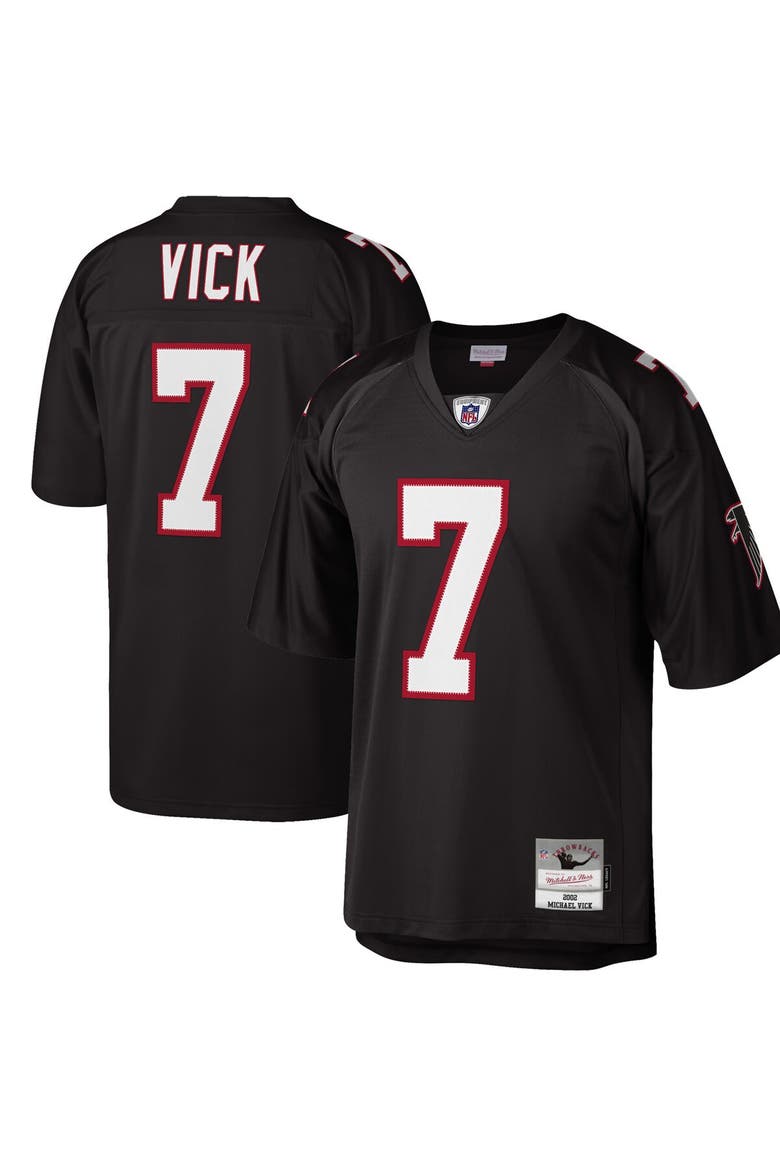Men's Mitchell & Ness Michael Vick Black Atlanta Falcons Big & Tall 2002 Retired Player Replica Jersey, Main, color, Black